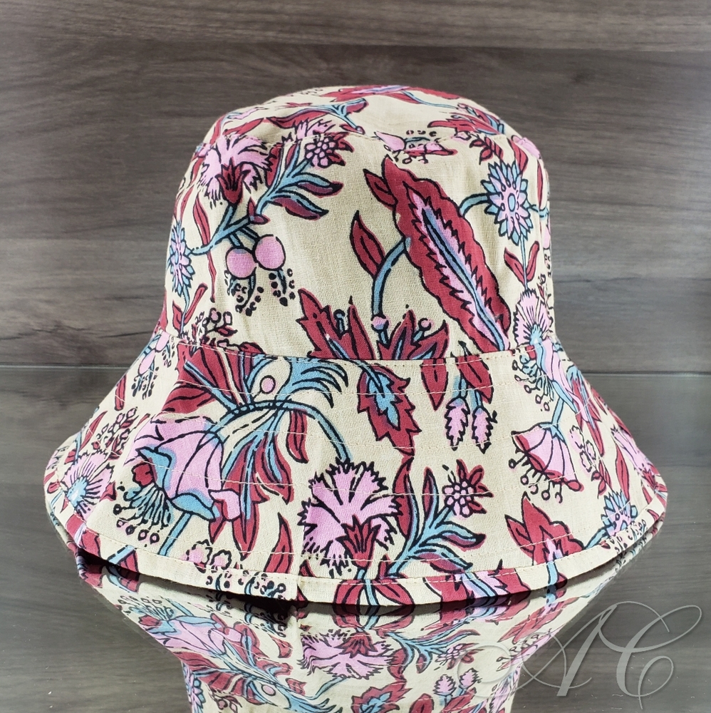 Hat Attack Hat Pink Floral Printed Reversible Bucket Hat Vacation Summer Spring